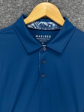 Maelreg Performance Polo Shirt Mens XL Long Sleeve Blue Stretch, Golf, Casual